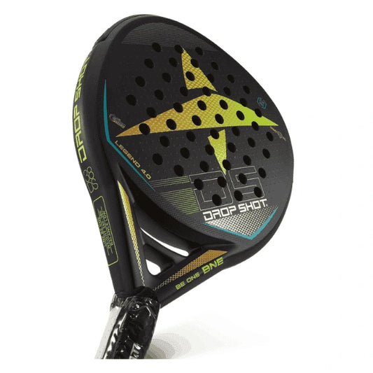 Padel racket with brand logo on a white background